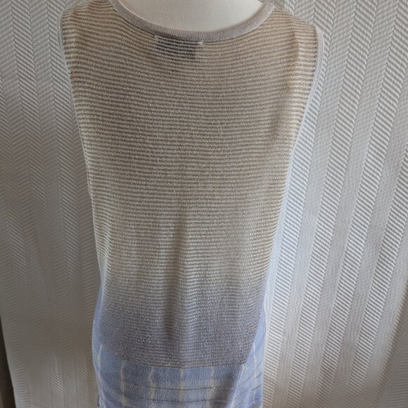 Allison Daley Sleeveless Knit Top Size Medium Metallic Tie-Dye Gold and Blue - Picture 4 of 11
